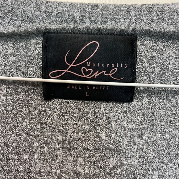Maternity Love Grey Waffle Knit Top sz L - Picture 2 of 9